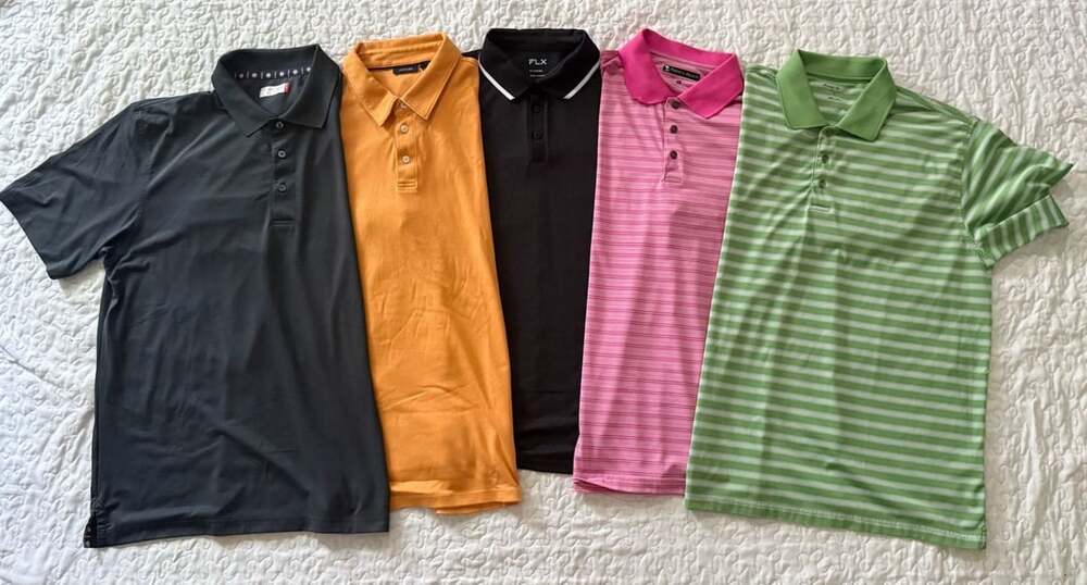 Lot of 5 Golf Polos Sz XL (Ben Hogan, Tommy Bahama, Pebble Beach, FLX, Apt 9)